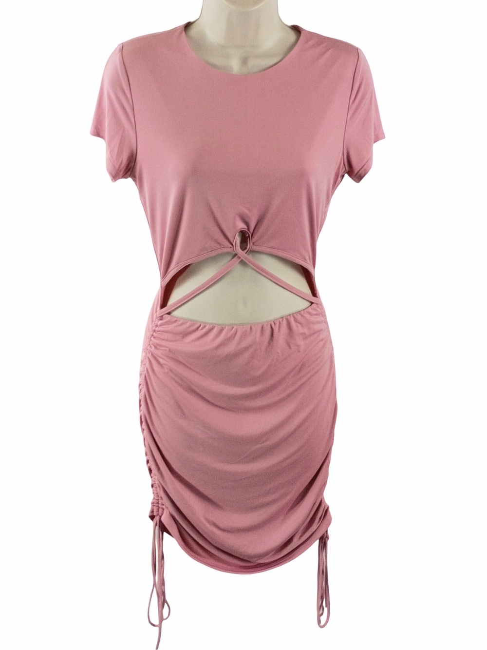 Lucy in the Sky Dusty Rose Cutout Ruched Mini Dress